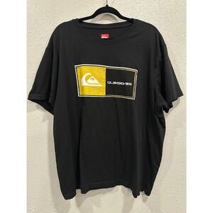 Quiksilver Black T-Shirt Mens XXL Surf Skate Logo Graphic Tee Vintage Y2K
